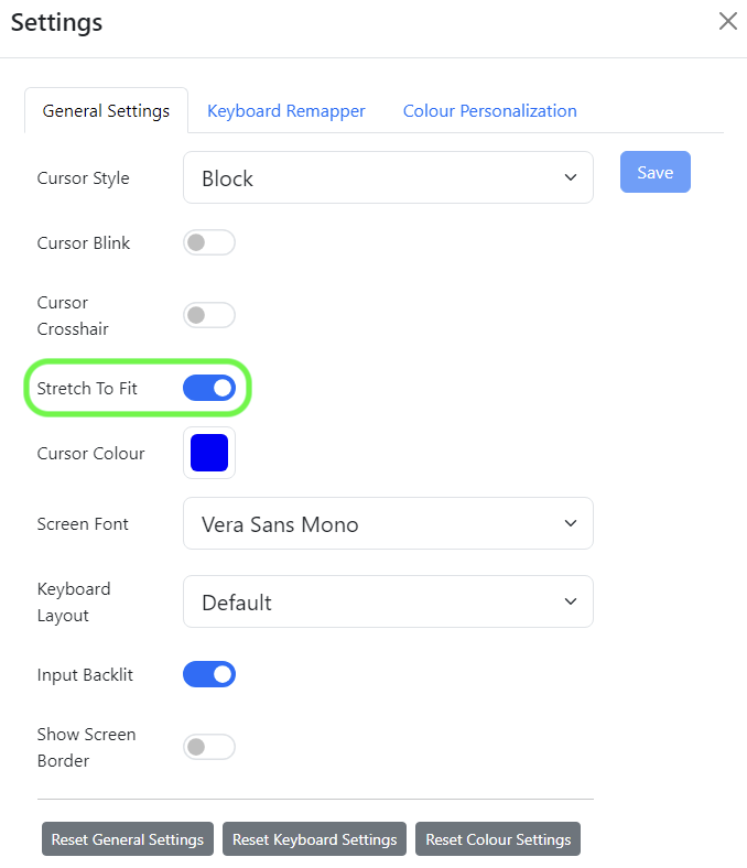 Stretch To Fit toggle