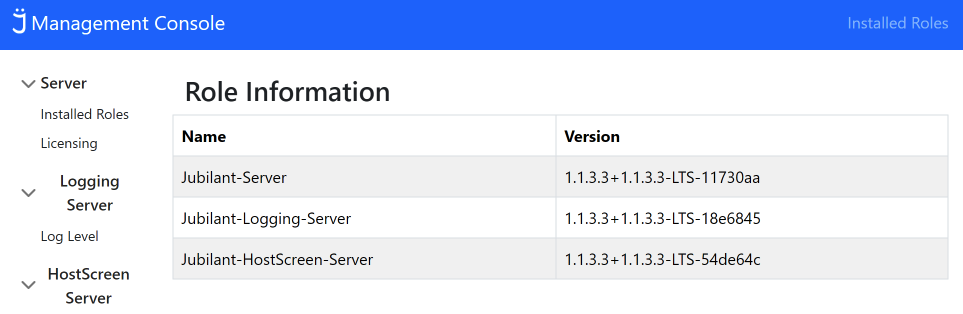 FJManage Role Information Versions